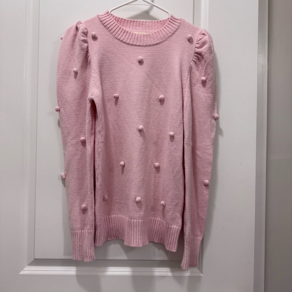 Aaron & Amber Puff Sleeve Pom-Pom Sweater - Picture 3 of 3